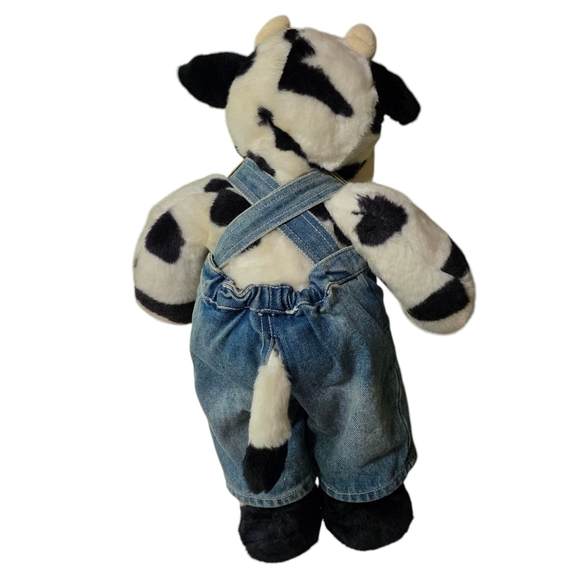 Retired Build-A-Bear Holstein Cow Plush in Denim Overalls – 16” - Picture 2 of 7